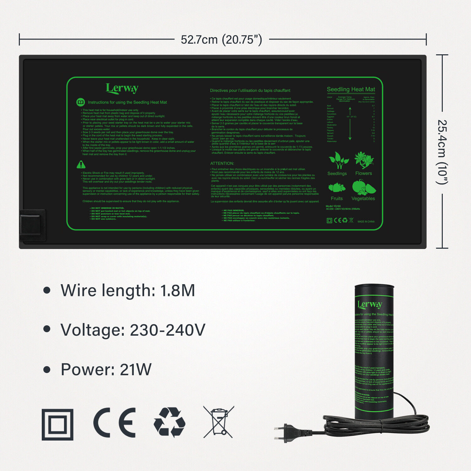 LERWAY 21 Вт нагревательный ко – обзор и цена Seedling Heat Pad