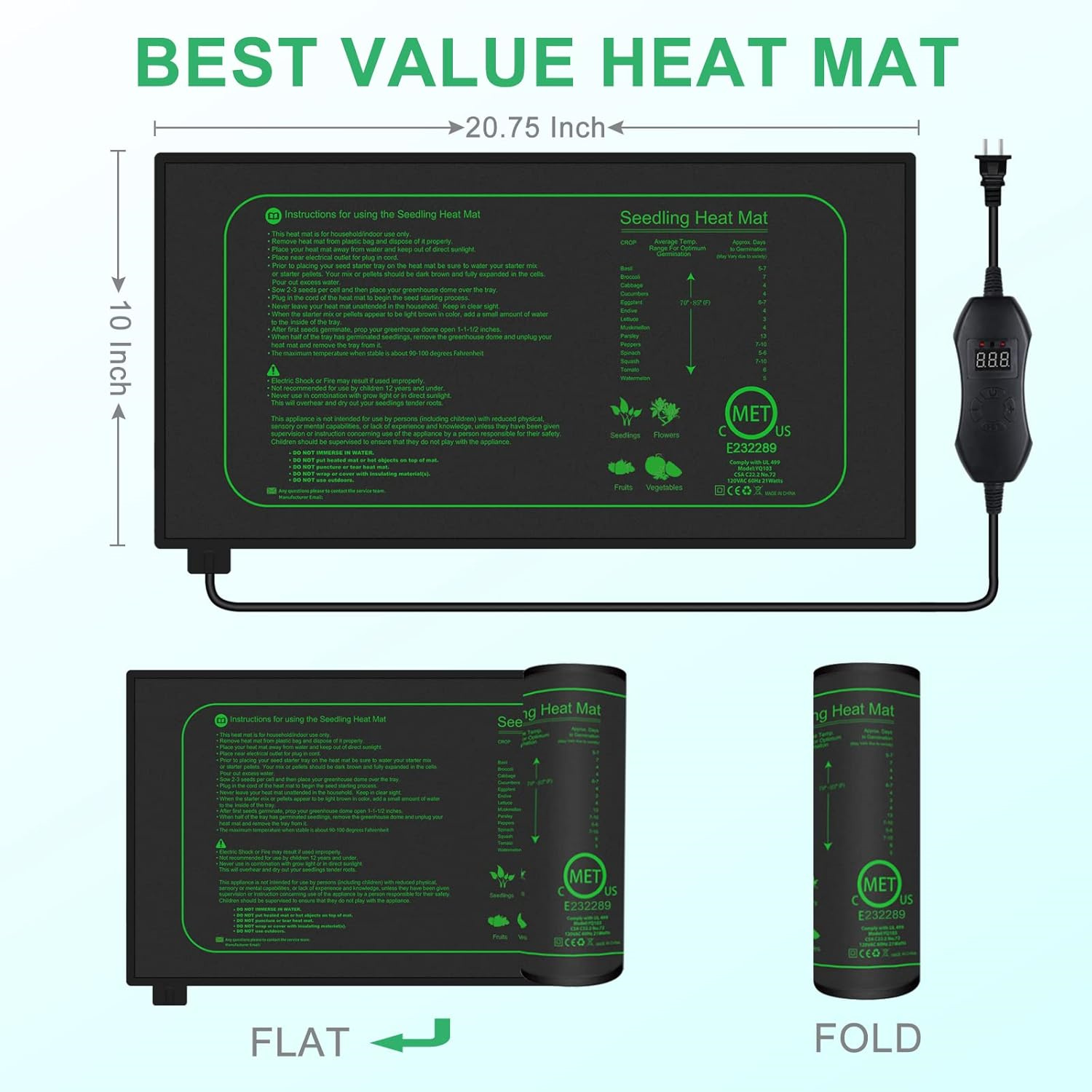 Коврик для рассады с цифровым  – обзор и цена Seedling Heat Pad